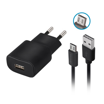 Ładowarka sieciowa Forever TC-01 1x USB 2A czarna + kabel microUSB